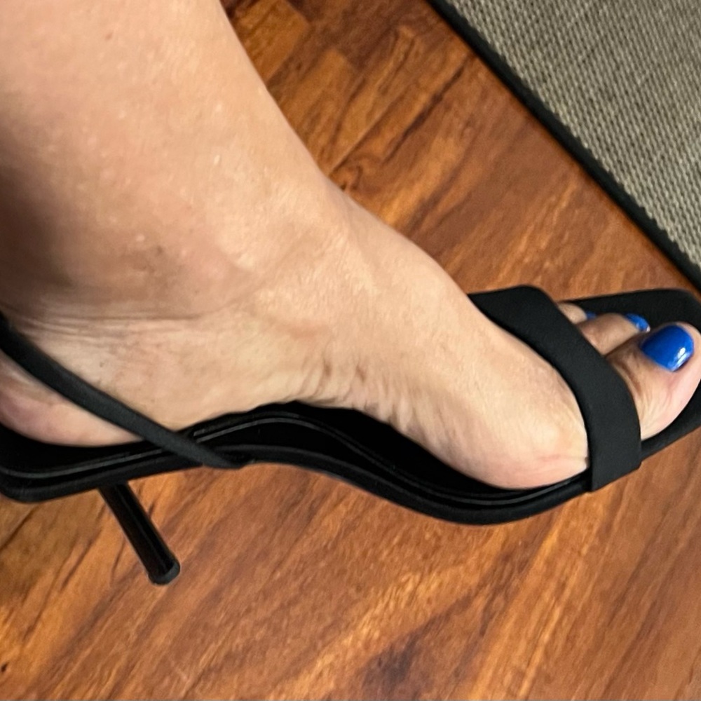 Zara Black Satin Slingback Heels